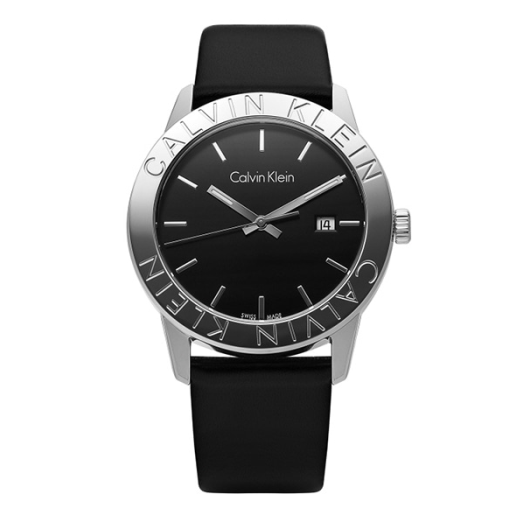 Calvin Klein Steady Black Dial Black Leather Strap Watch for Women - K7Q211C1