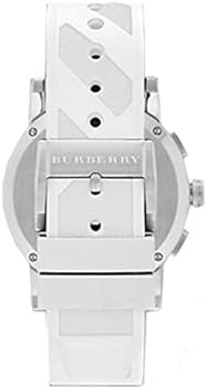 Burberry The City Chronograph Silver Dial White Rubber Strap Watch for Men - BU9810