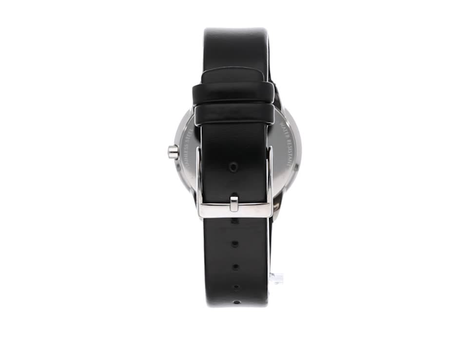 Calvin Klein Minimal Silver Dial Black Leather Strap Watch for Men - K3M221CY