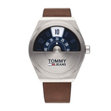 Tommy Hilfiger Monogram Pop Quartz Silver Dial Brown Leather Strap Watch For Men - 1791772