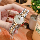 Movado Museum Classic Diamonds Mother of Pearl Dial Two Tone Steel Strap Watch For Women - 0606613