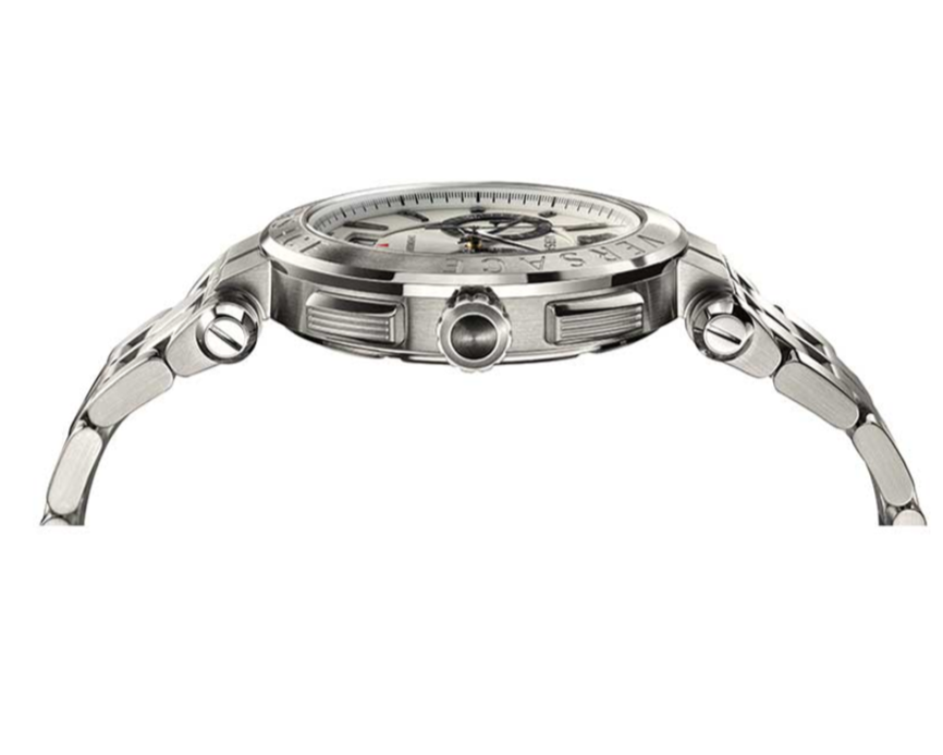 Versace Aion Chronograph White Dial Silver Steel Strap Watch for Men - VBR040017