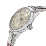 Burberry The Classic Guilloche Silver Dial Grey Leather Strap Watch for Women - BU10113
