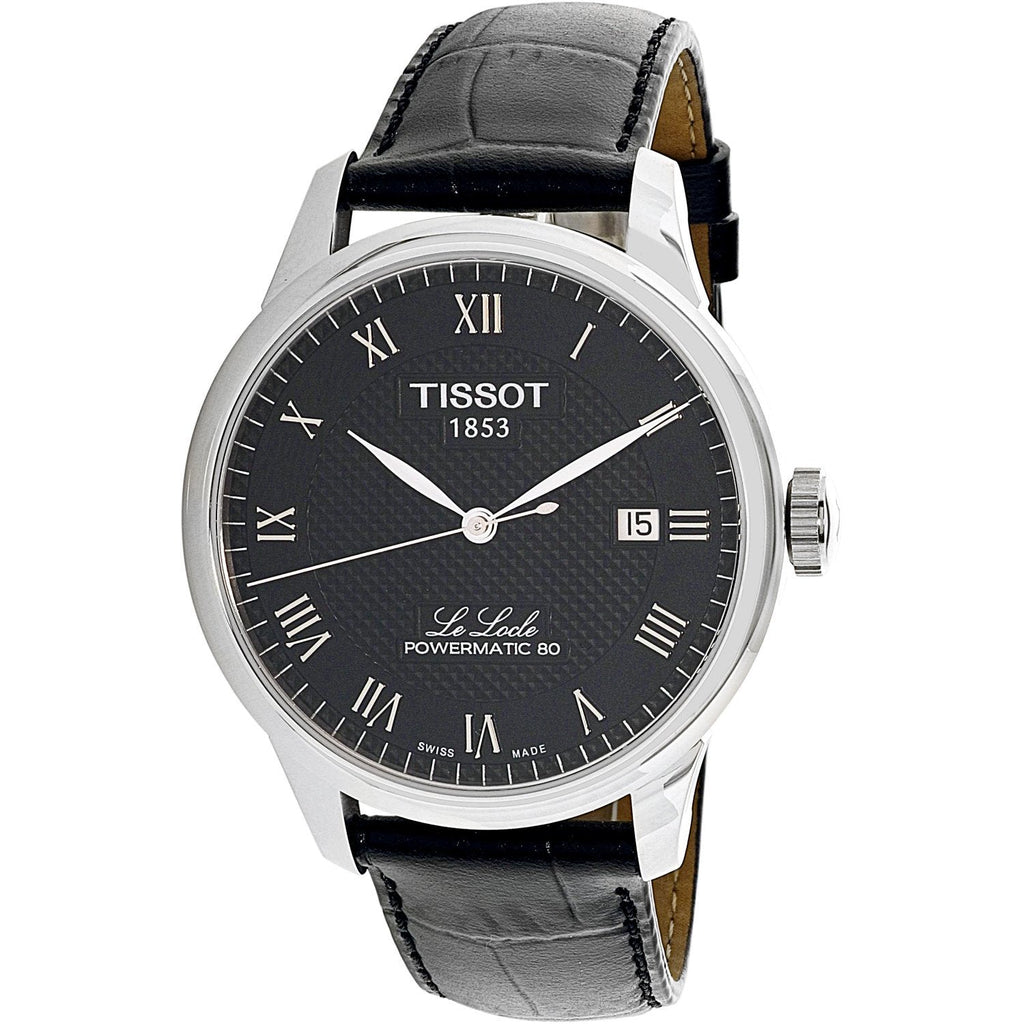 Tissot Le Locle Powermatic 80 Black Dial Black Leather Strap Watch For Men - T006.407.16.053.00