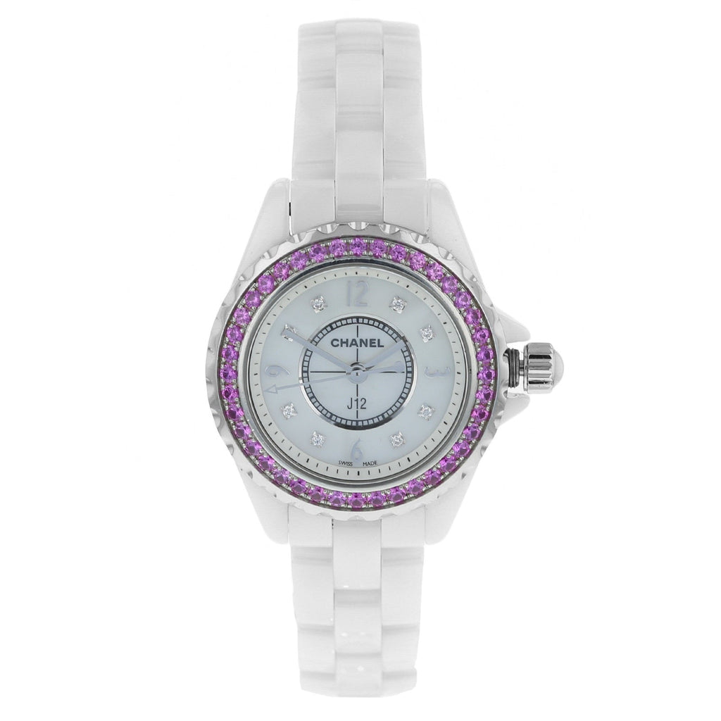 Chanel J12 Quartz Diamonds Mother of Pearl White Dial White Steel Strap Watch for Women - J12 H3243