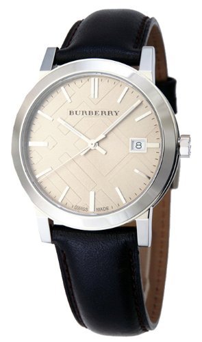 Burberry The City Gold Dial Brown Leather Strap Watch for Men - BU9011