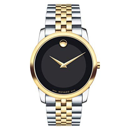 Movado Museum Classic Black Dial Two Tone Steel Strap Watch For Men - 606899