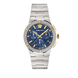 Versace Greca Quartz Blue Dial Silver Steel Strap Watch For Men - VEZ900221