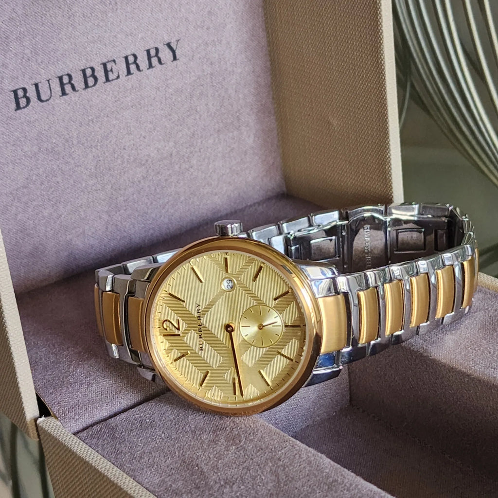 Burberry The Classic Gold Dial Two Tone Steel Strap Watch for Men - BU10011