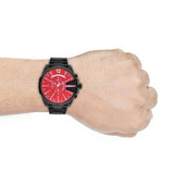 Diesel Mega Chief Chronograph Black Dial Black Steel Strap Watch For Men - DZ4318