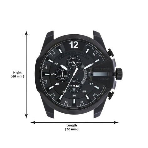 Diesel Mega Chief Chronograph Black Dial Black Steel Strap Watch For Men - DZ4283