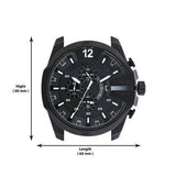 Diesel Mega Chief Chronograph Black Dial Black Steel Strap Watch For Men - DZ4283