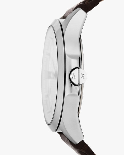 Armani Exchange Whitman Silver Dial Brown Leather Strap Watch For Men - AX2100