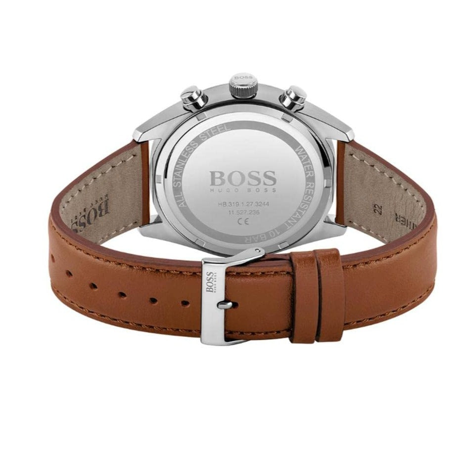 Hugo Boss Champion White Dial Brown Leather Strap Watch for Men - 1513879