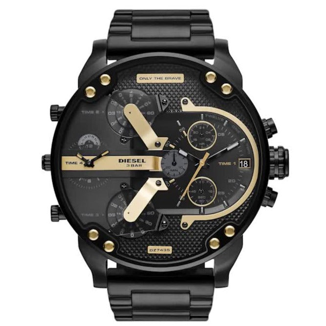 Diesel Mr. Daddy 2.0 Chronograph Black Dial Black Steel Strap Watch For Men - DZ7435