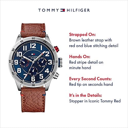 Tommy Hilfiger Trent Quartz Blue Dial Brown Leather Strap Watch for Men - 1791066