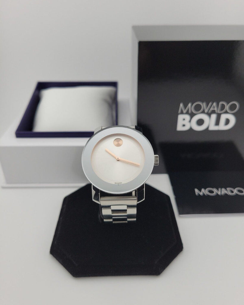 Movado Bold Silver Dial Silver Steel Strap Watch For Women - 3600084