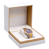 Versace Hellenyium GMT Black Dial Two Tone Steel Strap Watch for Men - V11040015