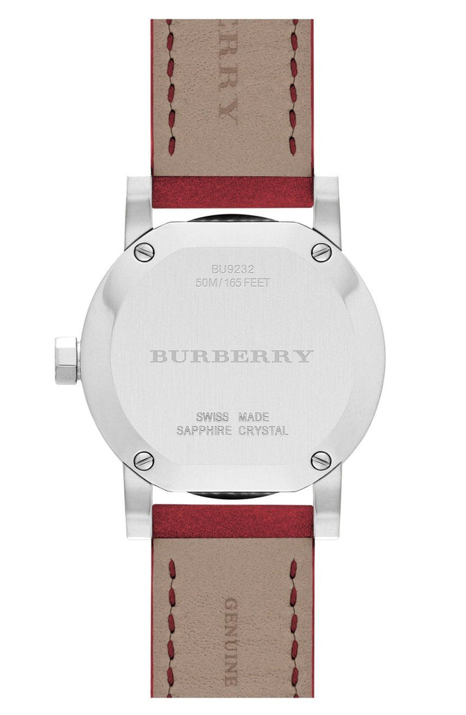 Burberry The City Silver Dial Red Strap Watch for Women - BU9232