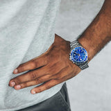 Movado Series 800 Chronograph Blue Dial Silver Steel Strap Watch For Men - 2600141