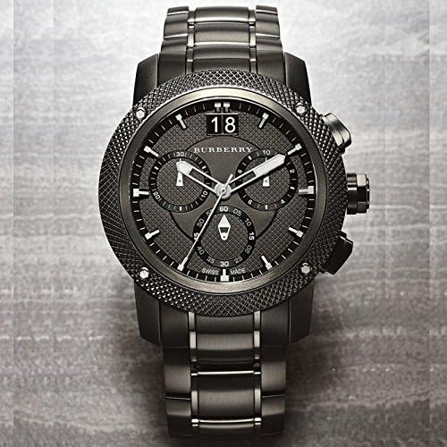 Burberry Endurance Chronograph Quartz Black Dial Black Steel Strap Watch For Men - BU9801
