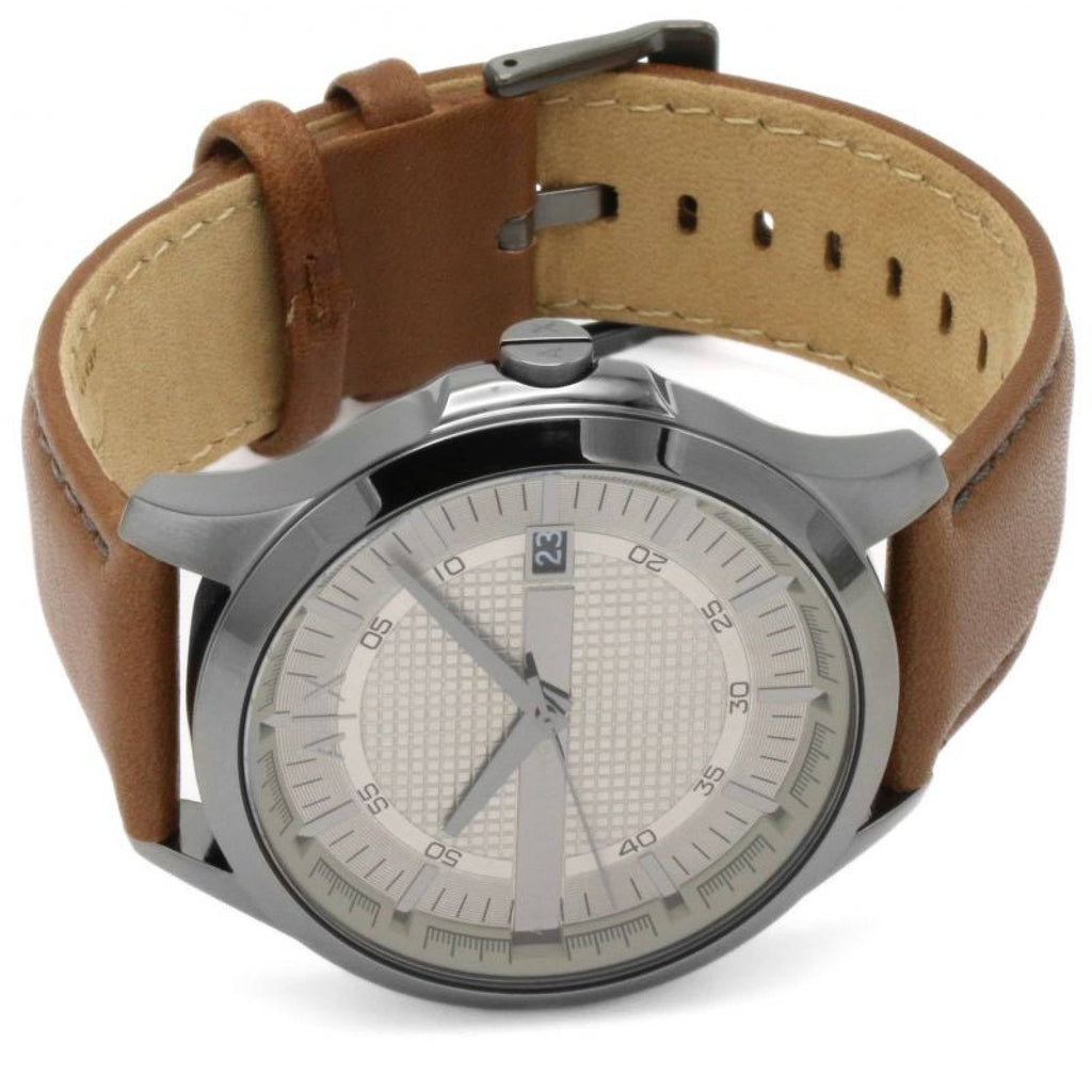 Armani Exchange Hampton Chronograph Grey Dial Brown Leather Strap Watch For Men - AX2414