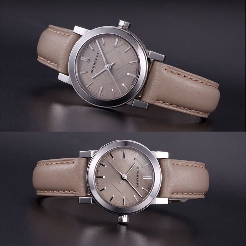 Burberry The City Beige Dial Beige Leather Strap Watch for Women - BU9207