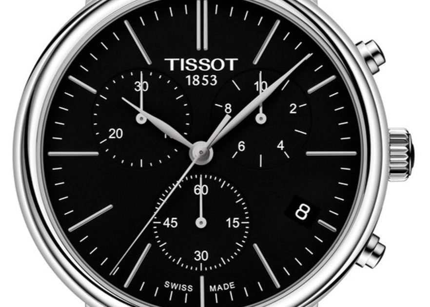 Tissot Carson Premium Chronograph Black Dial Black Leather Strap Watch For Men - T122.417.16.051.00