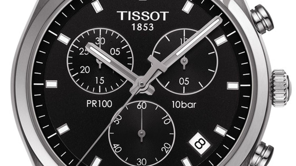 Tissot PR 100 Chronograph Black Dial Black Leather Strap Watch For Men - T101.417.16.051.00