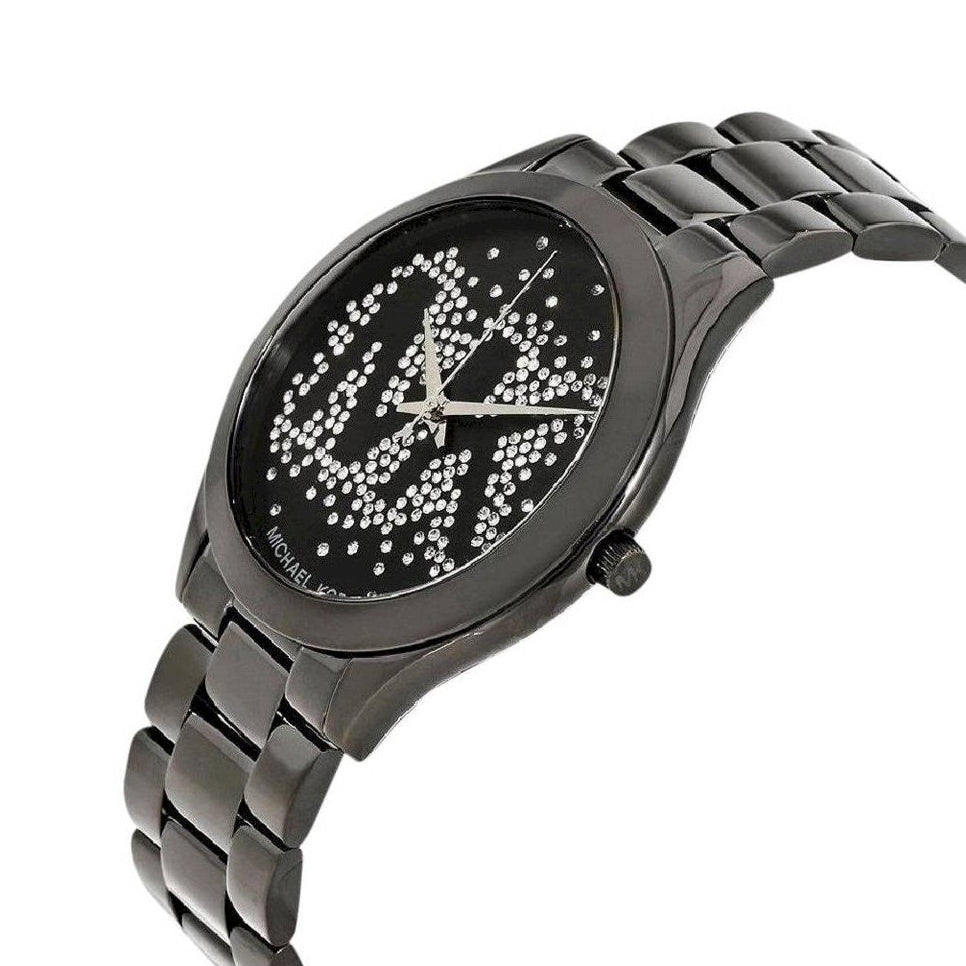 Michael Kors Slim Runway Black Dial Black Steel Strap Watch for Women - MK3589