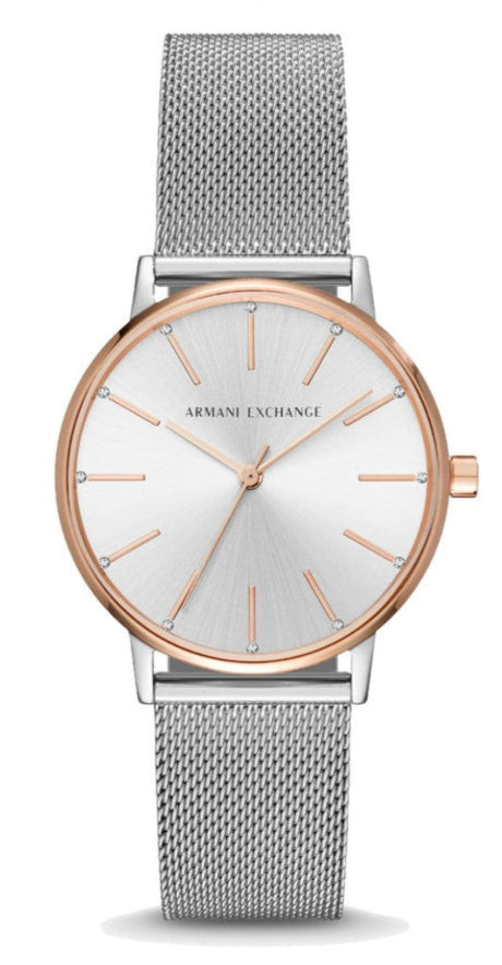 Armani Exchange Lola Analog White Dial Silver Mesh Strap Watch For Women - AX5537