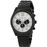 Michael Kors Lexington Chronograph Crystals Silver Dial Black Steel Strap Watch for Men - MK8605