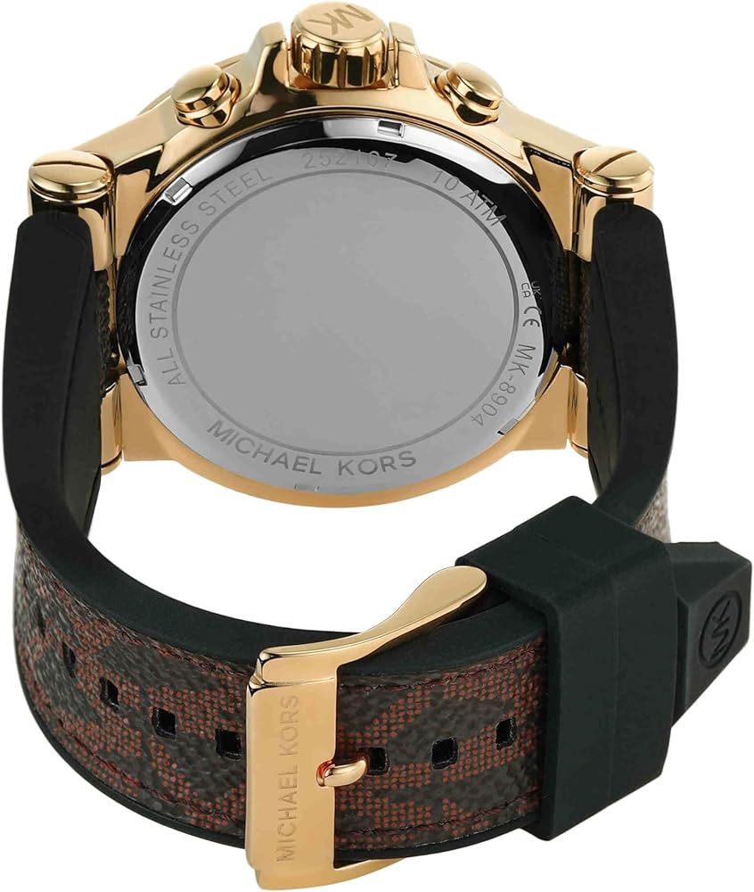 Michael Kors Dylan Chronograph Black Dial Brown Rubber Strap Watch For Men - MK8904
