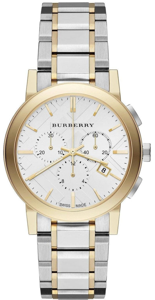 Burberry The City White Dial Two Tone Steel Strap Watch for Men - BU9751