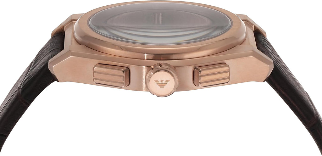 Emporio Armani Federico Chronograph Blue Dial Brown Leather Strap Watch For Men - AR11563