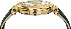 Versace Aion Chronograph White Dial Green Leather Strap Watch for Men - VBR020017