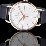 Calvin Klein Even White Dial Black Leather Strap Watch for Women - K7B216C6