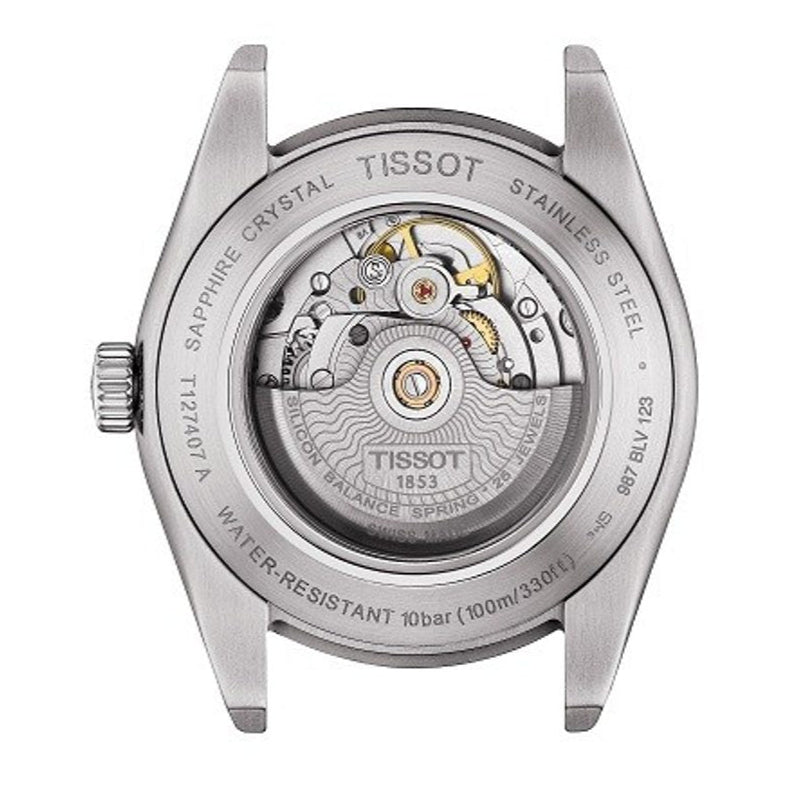 Tissot Gentleman Powermatic 80 Silicium Black Dial Black Leather Strap Watch For Men - T127.407.16.051.00