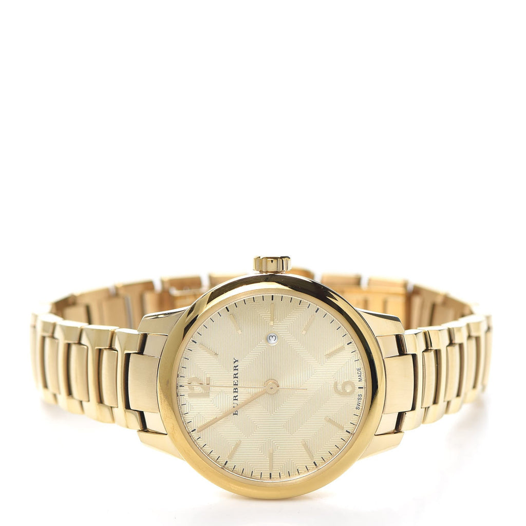 Burberry The Classic Champagne Dial Gold Steel Strap Watch for Women - BU10109
