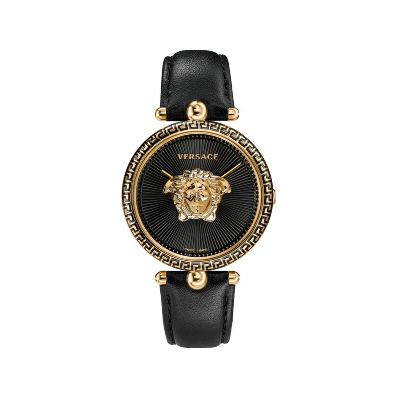 Versace Palazzo Empire Black Dial Black Leather Strap Watch for Women - VCO020017