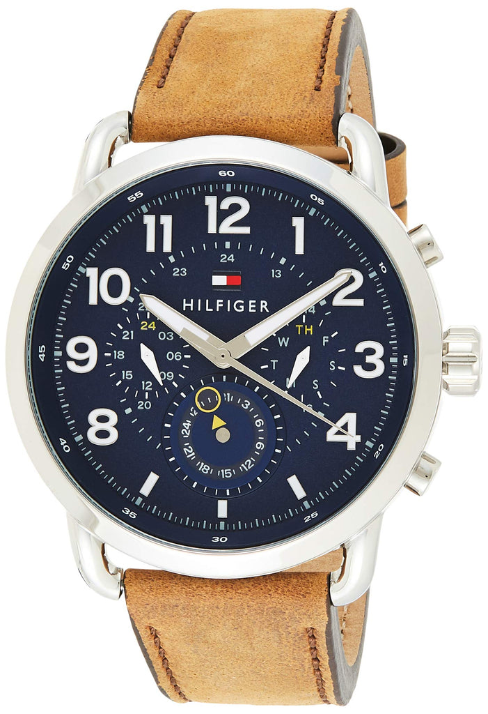 Tommy Hilfiger Briggs Chronograph Blue Dial Brown Leather Strap Watch for Men - 1791424