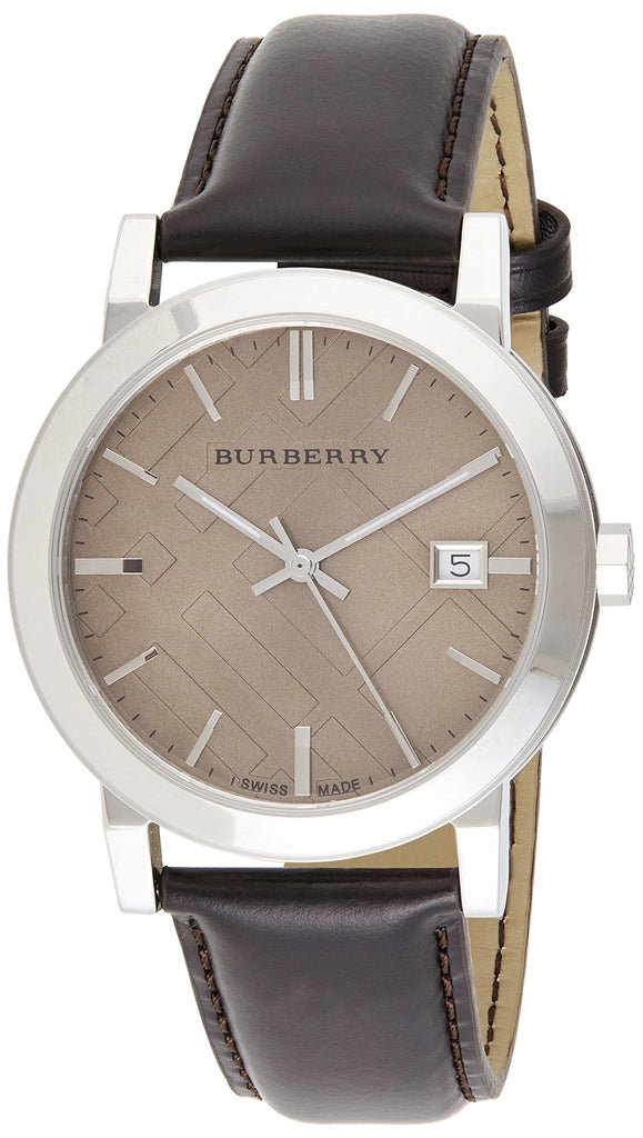 Burberry The City Gold Dial Brown Leather Strap Watch for Men - BU9011