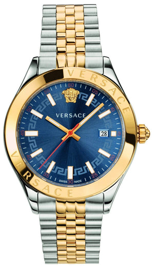 Versace Hellenyium Quartz Blue Dial Two Tone Steel Strap Watch For Men - VEVK00520