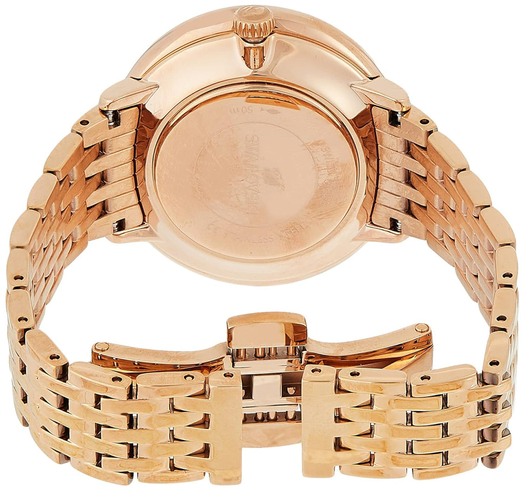 Swarovski Crystalline Chic Analog Silver Dial Rose Gold Steel Strap Watch for Women - 5544590