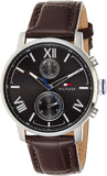 Tommy Hilfiger Aiden Quartz Black Dial Brown Leather Strap Watch for Men - 1791309