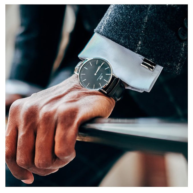 Daniel Wellington Classic Sheffield Black Dial Black Leather Strap Watch For Men - DW00100133