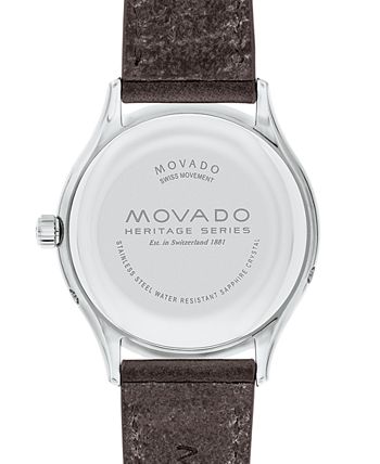 Movado Heritage Moonphase Blue Dial Brown Leather Strap Watch For Women - 3650009