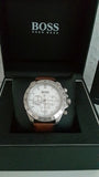 Hugo Boss Ikon White Dial Brown Leather Strap Watch for Men - 1513175
