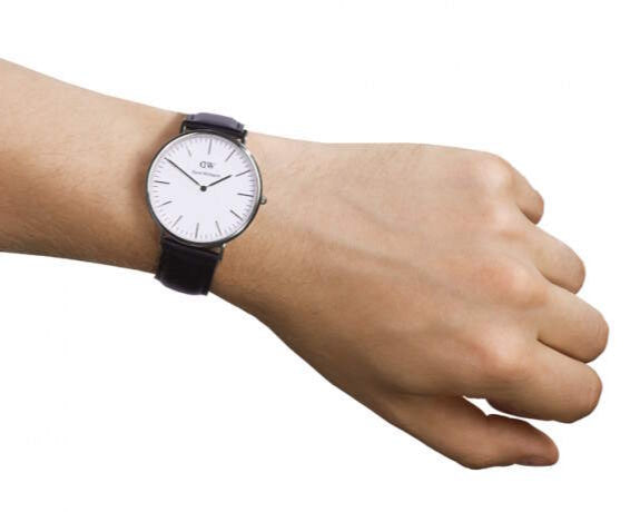 Daniel Wellington Classic Sheffield White Dial Black Leather Strap Watch For Men - DW00100020