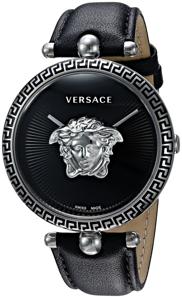 Versace Palazzo Empire Black Dial Black Leather Strap Watch for Women - VCO060017